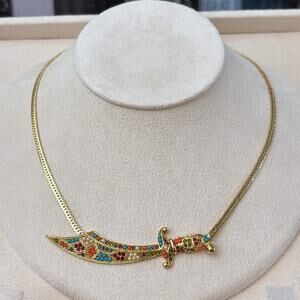D'Orlan Gold Plated Necklace with Swarovski Crystals 16-18" Length